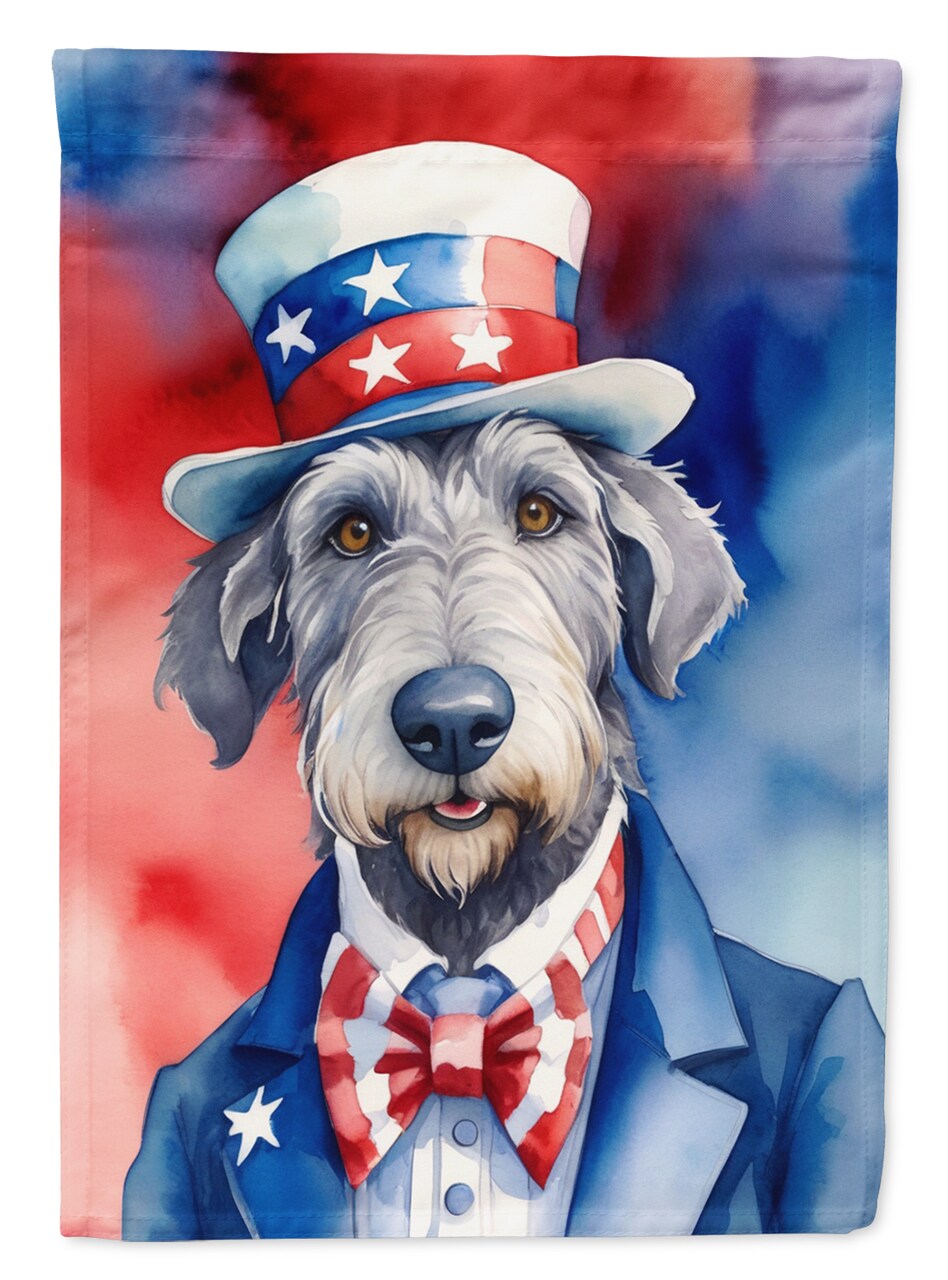 Caroline's Treasures Irish Wolfhound Patriotic American House Flag